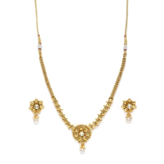 Generic Women's Rose Gold Plated Alloy Necklace &amp; Earings Set (Gold)