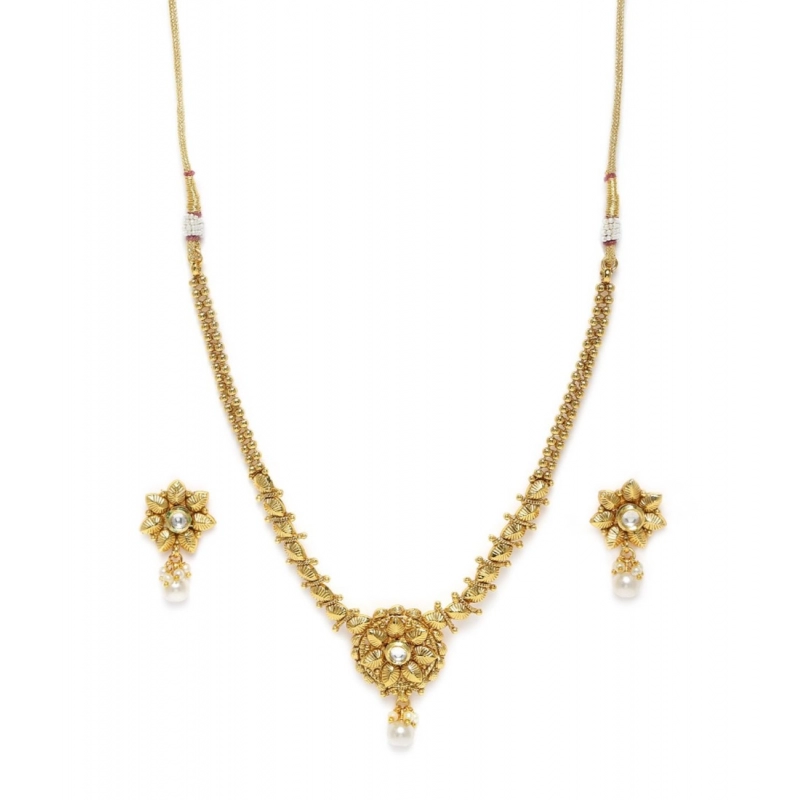 Generic Women's Rose Gold Plated Alloy Necklace &amp; Earings Set (Gold)