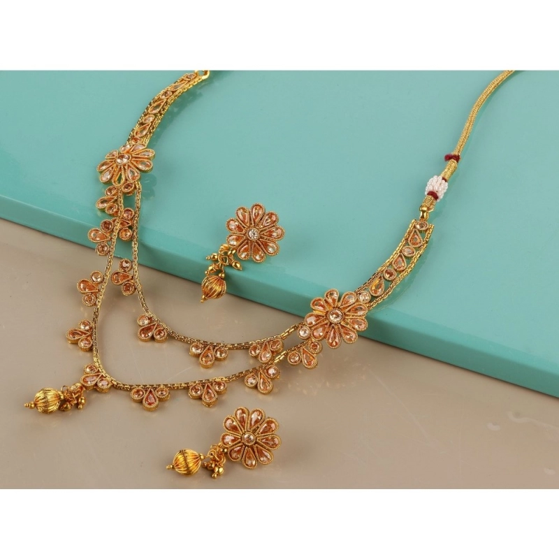 Generic Women's Rose Gold Plated Alloy Necklace &amp; Earings Set (White)