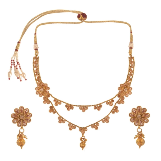 Generic Women's Rose Gold Plated Alloy Necklace &amp; Earings Set (White)