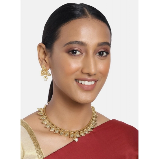 Generic Women's Rose Gold Plated Alloy Necklace &amp; Earings Set (Gold)