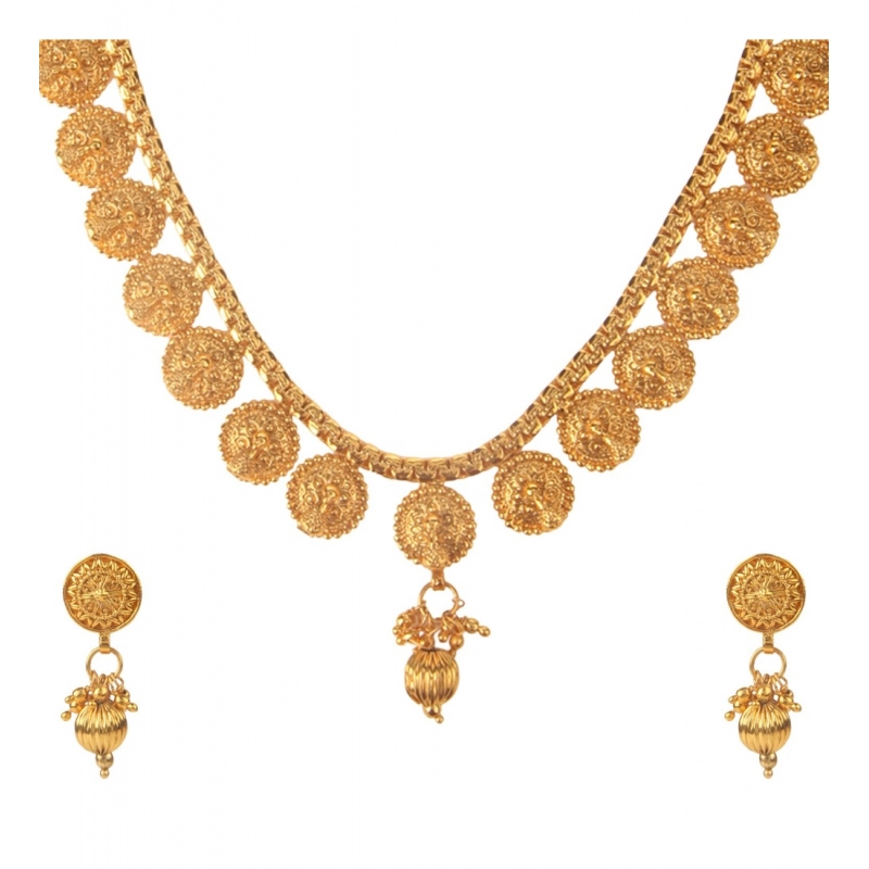 Generic Women's Rose Gold Plated Alloy Necklace &amp; Earings Set (Gold)