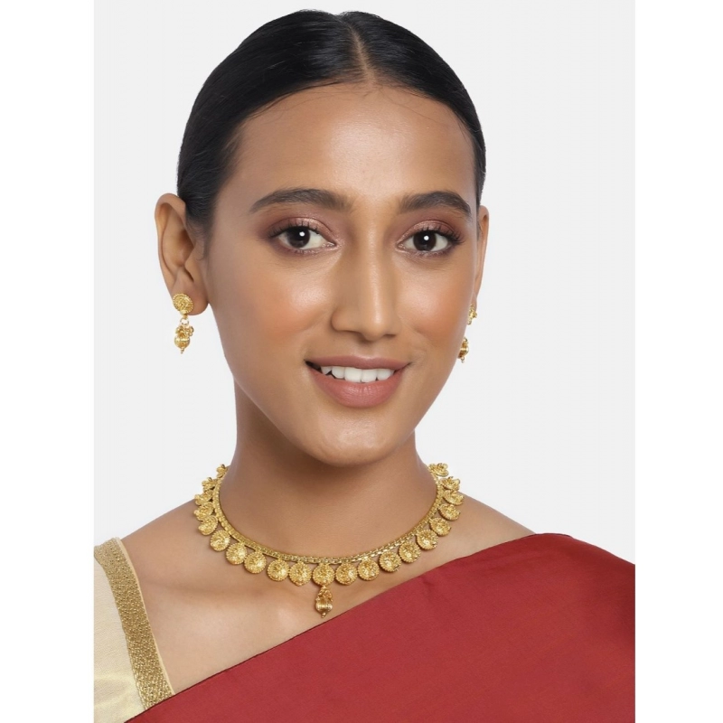 Generic Women's Rose Gold Plated Alloy Necklace &amp; Earings Set (Gold)