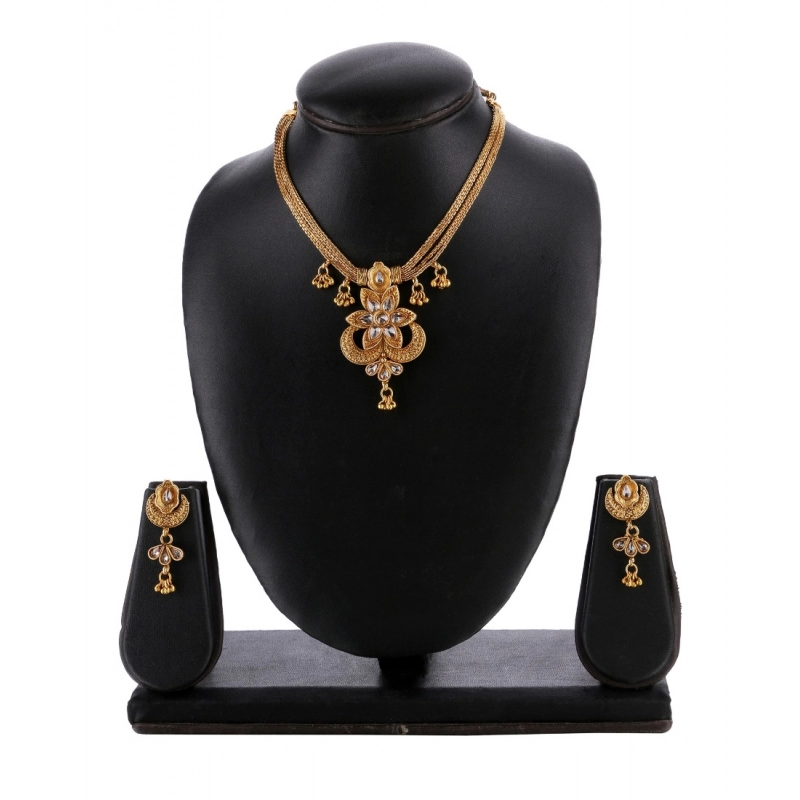 Generic Women's Rose Gold Plated Alloy Necklace &amp; Earings Set (Gold)