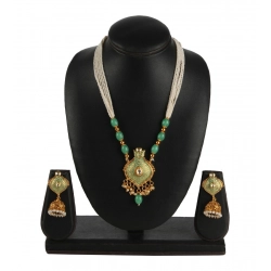 Generic Women's Rose Gold Plated Alloy Necklace & Earings Set (Green) Generic Women's Rose Gold Plated Alloy Necklace & Earings Set (Green)