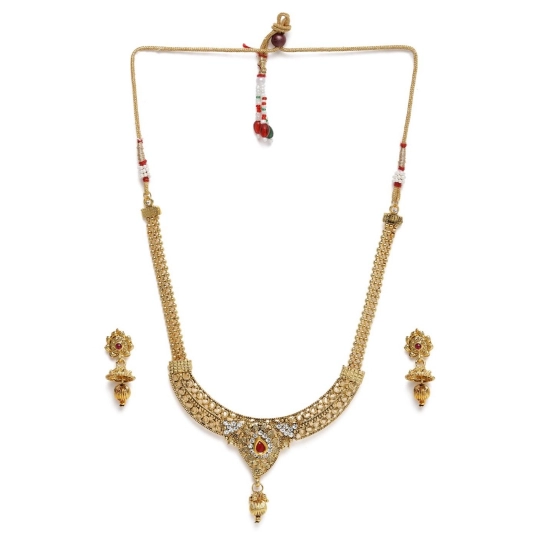 Generic Women's Rose Gold Plated Alloy Necklace &amp; Earings Set (Gold)