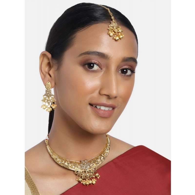 Generic Women's Rose Gold Plated Alloy Necklace &amp; Earings Set (Gold)