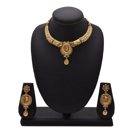 Generic Women's Rose Gold Plated Alloy Necklace &amp; Earings Set (Gold)