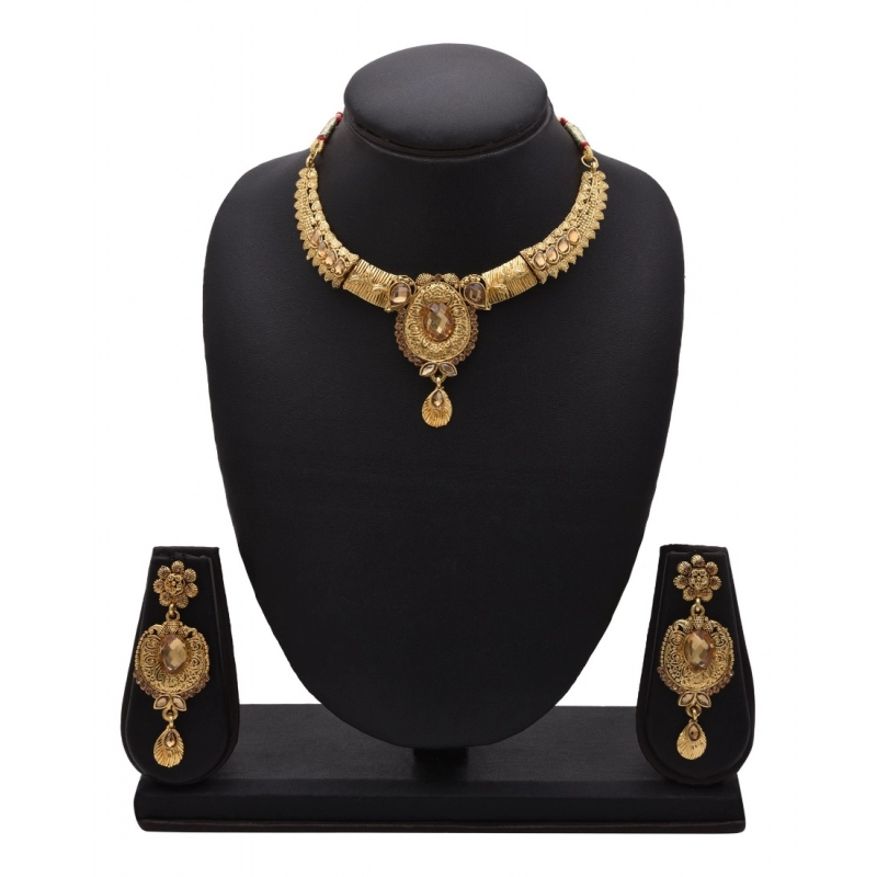 Generic Women's Rose Gold Plated Alloy Necklace &amp; Earings Set (Gold)