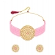 Generic Women's Rose Gold Plated Alloy Necklace &amp; Earings Set (Pink)