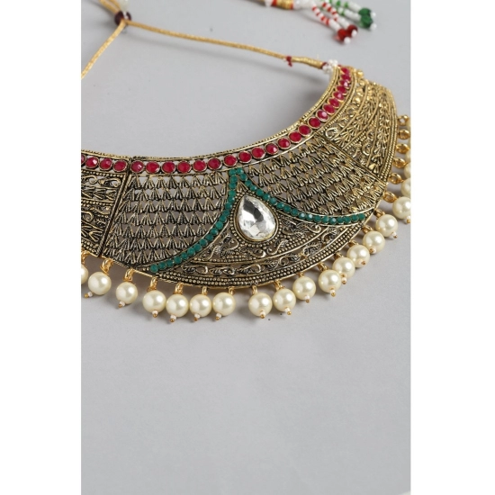 Generic Women's Rose Gold Plated Alloy Necklace &amp; Earings Set (Multicolor)