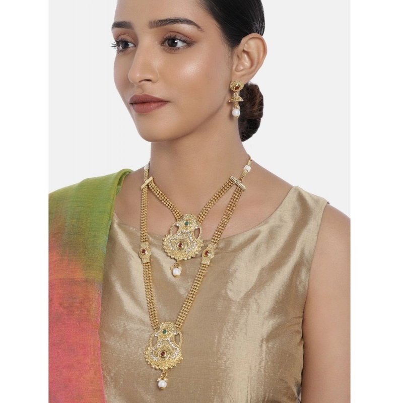 Generic Women's Rose Gold Plated Alloy Necklace &amp; Earings Set (Gold)