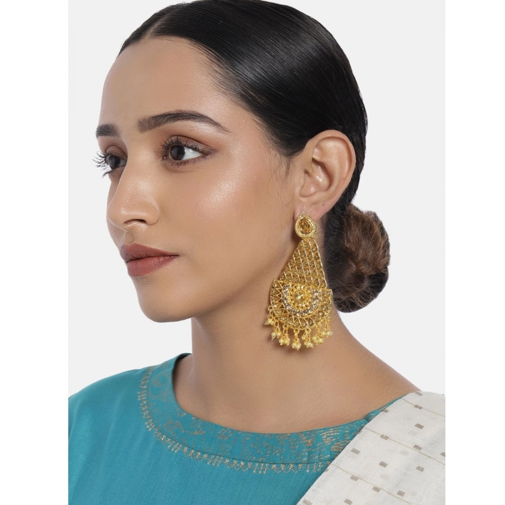 Women's Rose Gold Plated Alloy Earrings (Gold)