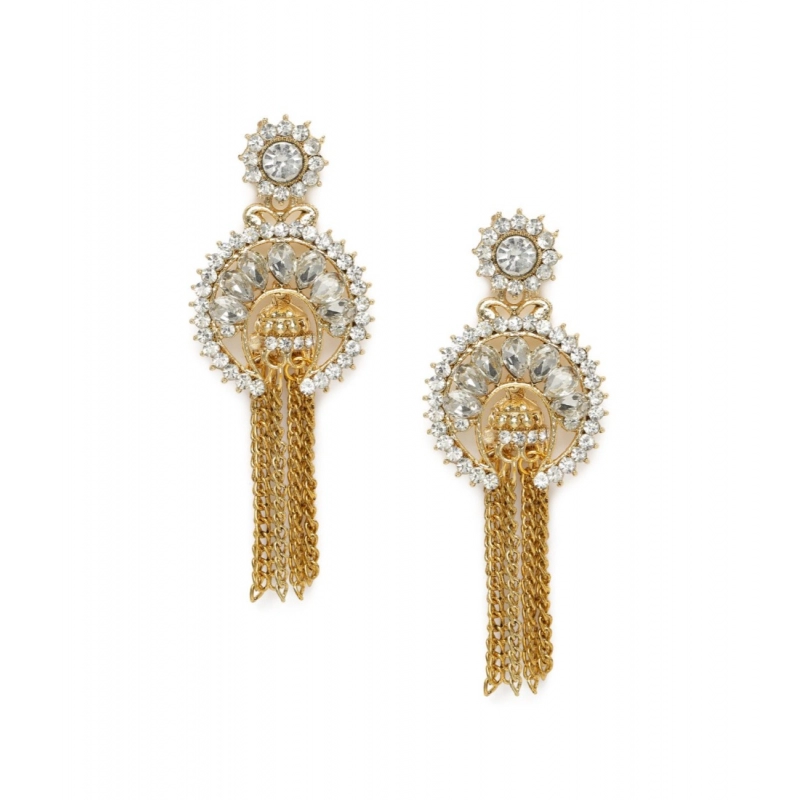 Generic Women's Rose Gold Plated Alloy Earrings (White)