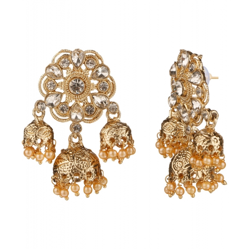 Generic Women's Rose Gold Plated Alloy Earrings (White)