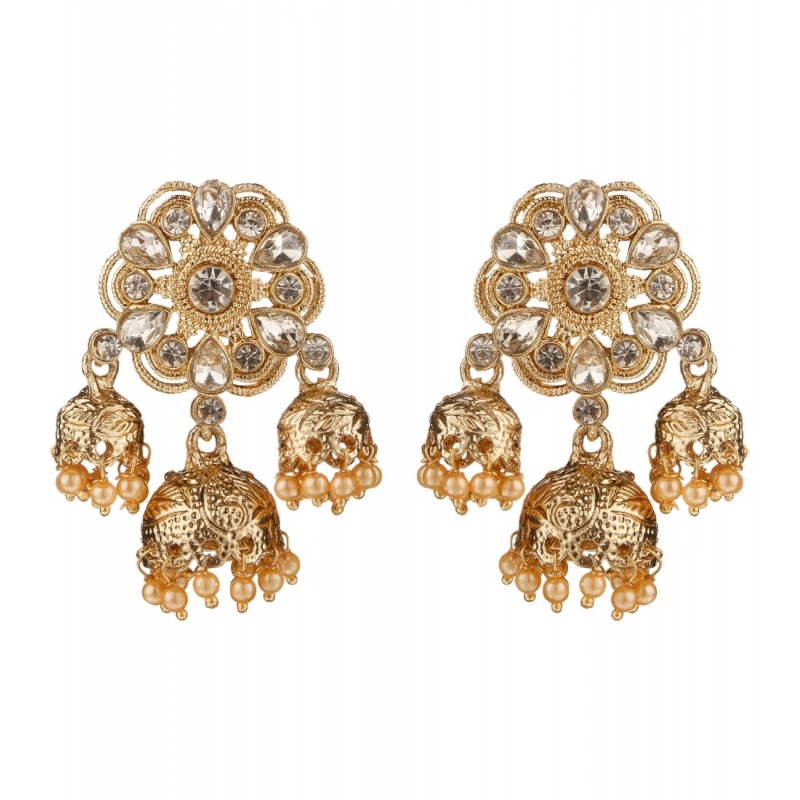 Generic Women's Rose Gold Plated Alloy Earrings (White)