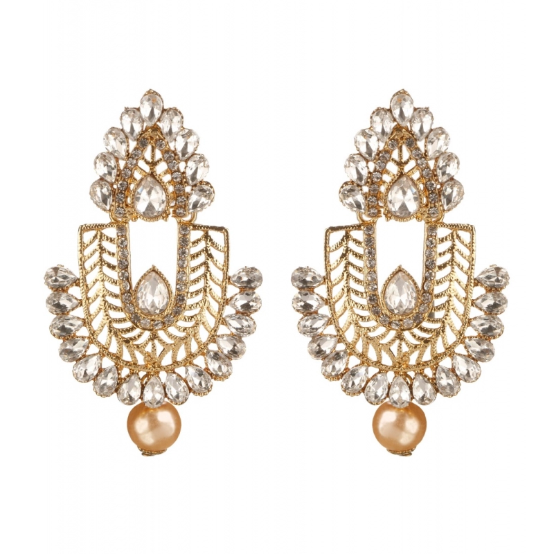 Generic Women's Rose Gold Plated Alloy Earrings (White)