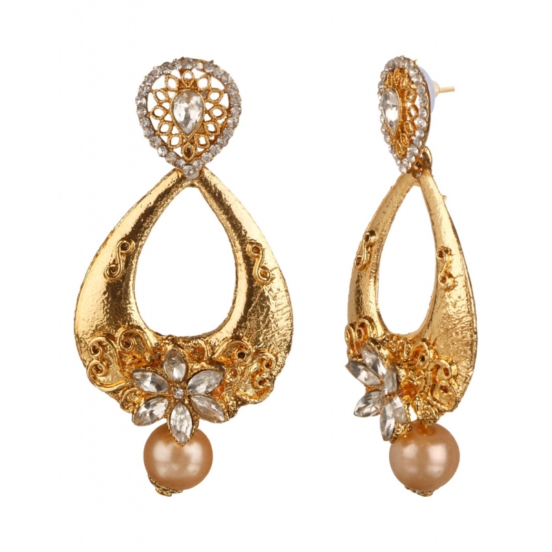 Generic Women's Rose Gold Plated Alloy Earrings (White)