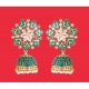 Generic Women's Rose Gold Plated Alloy Earrings (Green)