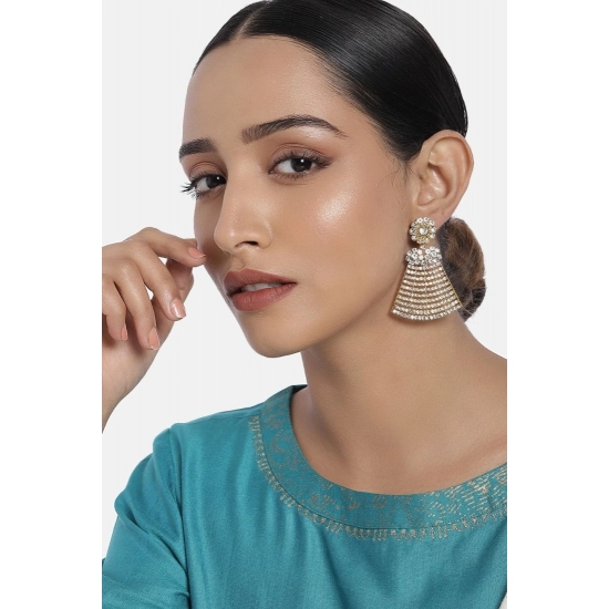 Generic Women's Rose Gold Plated Alloy Earrings (White)