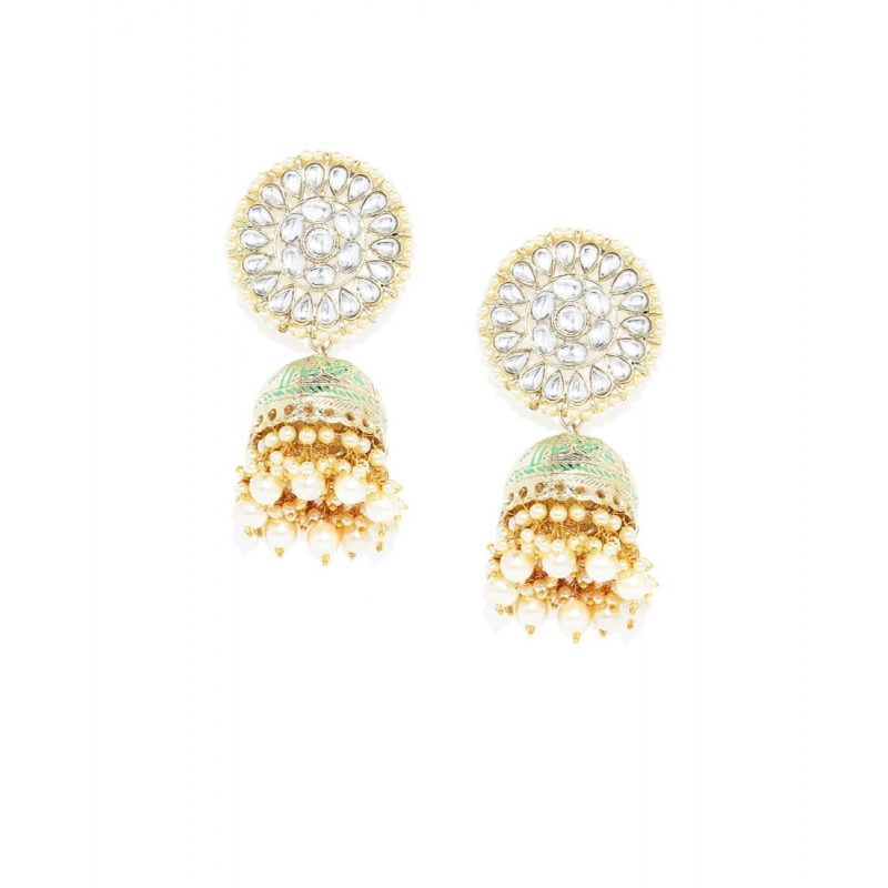 Generic Women's Rose Gold Plated Alloy Earrings (White)