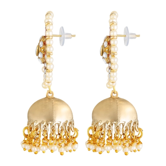 Generic Women's Rose Gold Plated Alloy Earrings (White &amp; Red)