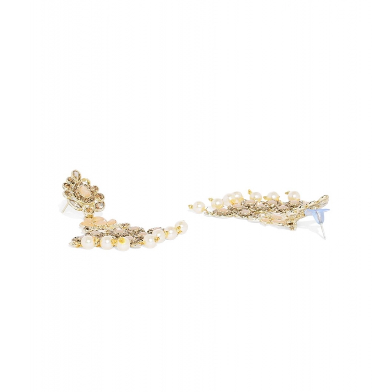 Generic Women's Rose Gold Plated Alloy Earrings (Gold &amp; Pink)