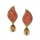 Generic Women's Rose Gold Plated Alloy Earrings (Gold &amp; Red)
