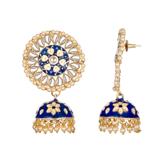Generic Women's Rose Gold Plated Alloy Earrings (Blue)