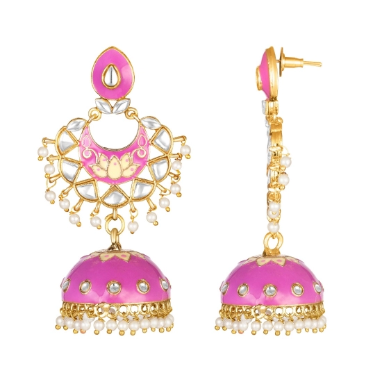 Generic Women's Rose Gold Plated Alloy Earrings (Pink)