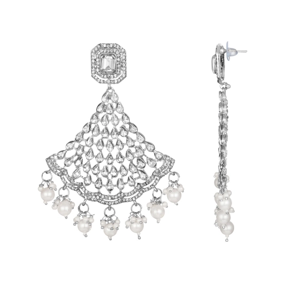 Generic Women's Rose Gold Plated Alloy Earrings (White)