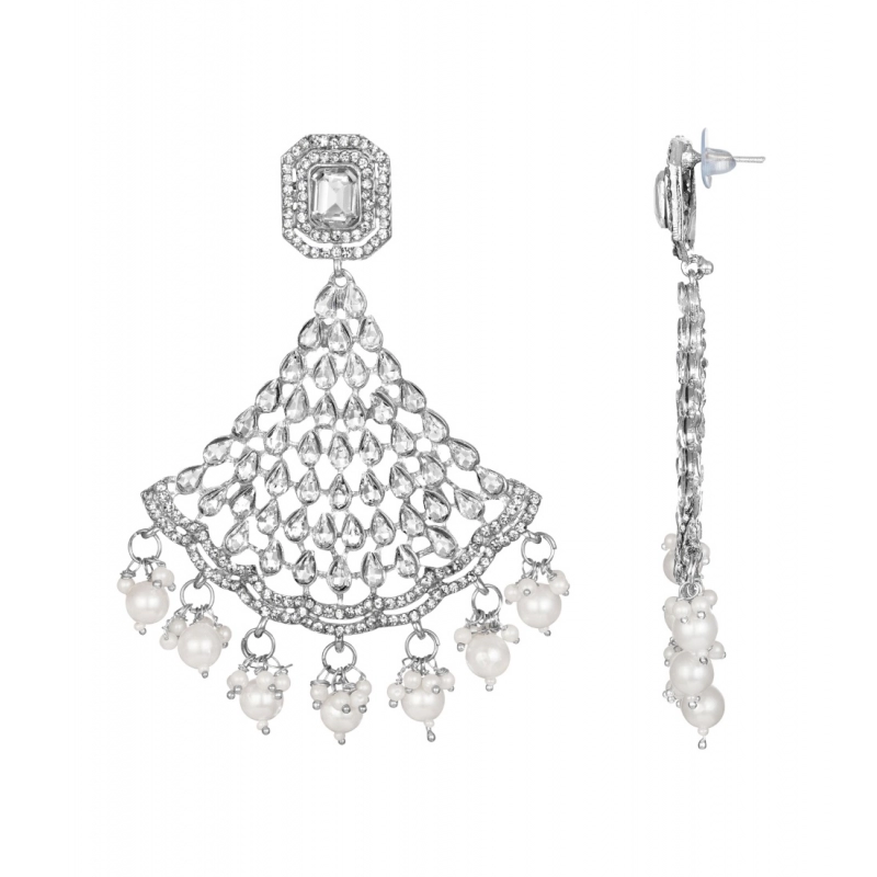 Generic Women's Rose Gold Plated Alloy Earrings (White)