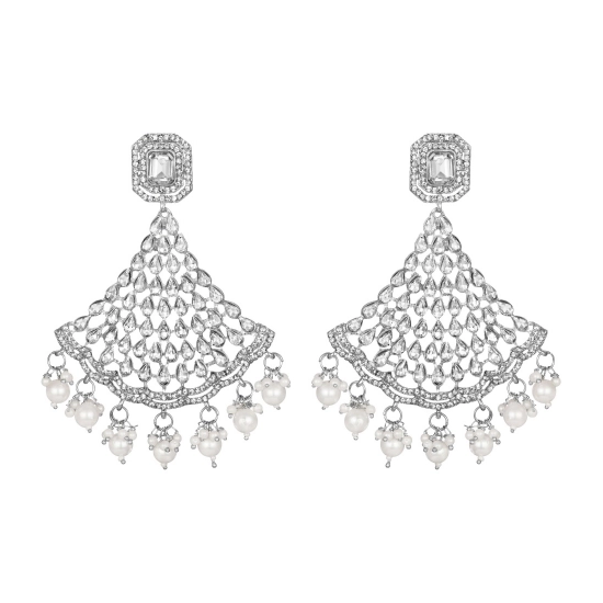 Generic Women's Rose Gold Plated Alloy Earrings (White)