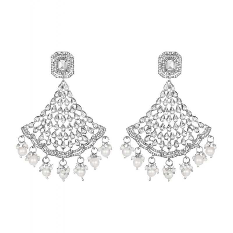 Generic Women's Rose Gold Plated Alloy Earrings (White)