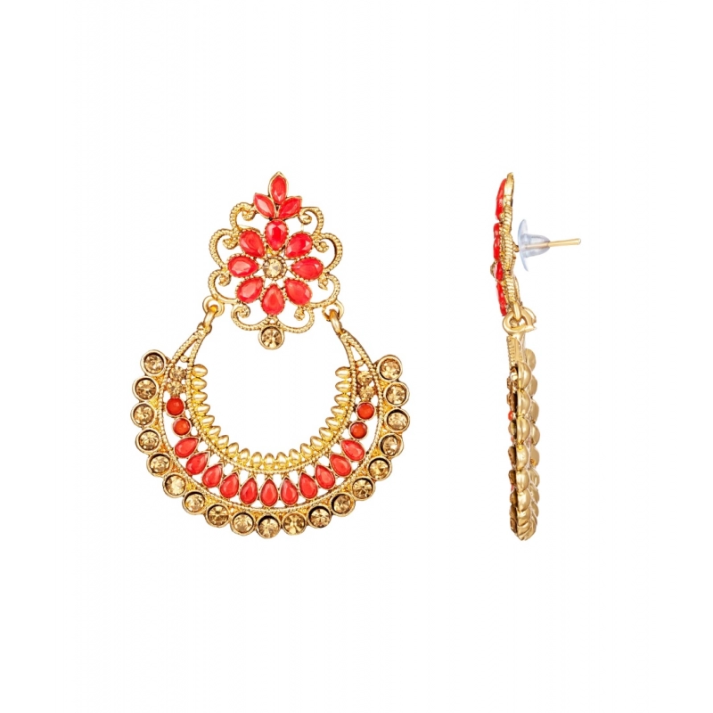 Generic Women's Rose Gold Plated Alloy Earrings (Red) Generic Women's Rose Gold Plated Alloy Earrings (Red)