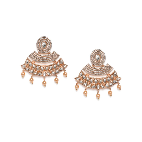Generic Women's Rose Gold Plated Alloy Earrings (White)