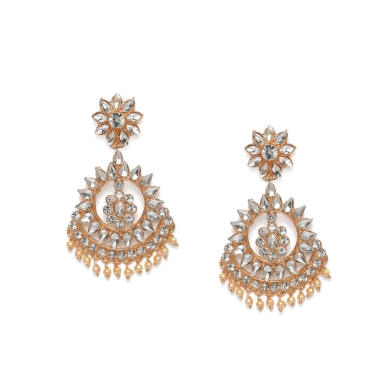 Generic Women's Rose Gold Plated Alloy Earrings (White)