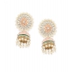 Generic Women's Rose Gold Plated Alloy Earrings (White &amp; Orange)