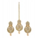 Generic Women's Rose Gold Plated Alloy Kundan Earrings &amp; Mangtikka (White)