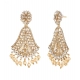 Generic Women's Rose Gold Plated Alloy Kundan Earrings &amp; Mangtikka (White)