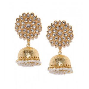 Generic Women's Rose Gold Plated Alloy Earrings (White)