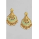 Generic Women's Rose Gold Plated Alloy Earrings (Gold &amp; Green)