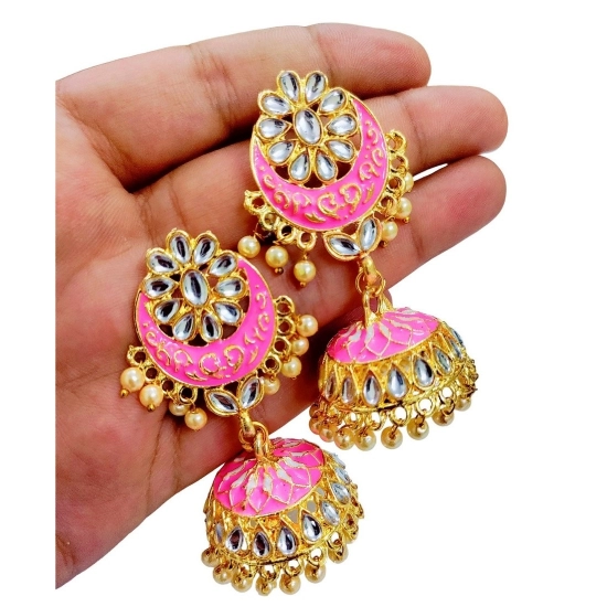 Generic Women's Rose Gold Plated Alloy Earrings (Pink)