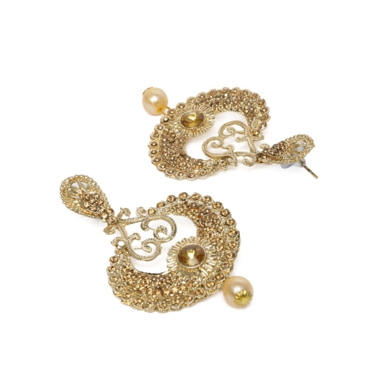 Generic Women's Rose Gold Plated Alloy Kundan Earrings & Mangtikka (Gold) Generic Women's Rose Gold Plated Alloy Kundan Earrings & Mangtikka (Gold)