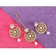 Generic Women's Rose Gold Plated Alloy Kundan Earrings &amp; Mangtikka (White)