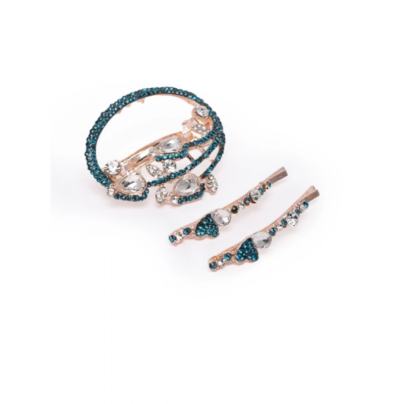 Generic Women's Rose Gold Plated Alloy Hair Pin Set (Green) Generic Women's Rose Gold Plated Alloy Hair Pin Set (Green)