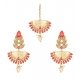 Generic Women's Rose Gold Plated Alloy Kundan Earrings &amp; Mangtikka (Gold &amp; Red)
