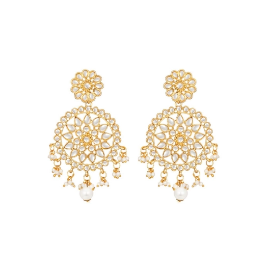 Generic Women's Rose Gold Plated Alloy Kundan Earrings &amp; Mangtikka (White)