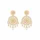 Generic Women's Rose Gold Plated Alloy Kundan Earrings &amp; Mangtikka (White)