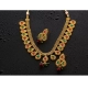 Generic Women's Rose Gold Plated Alloy Choker Necklace Set (Green &amp; Red)